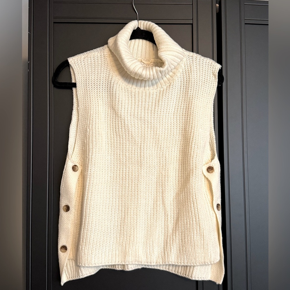 NWT Final Touch Cream Cowl Neck Sweater Vest